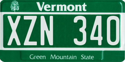 VT license plate XZN340