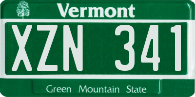 VT license plate XZN341
