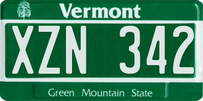 VT license plate XZN342