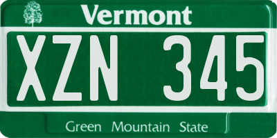 VT license plate XZN345