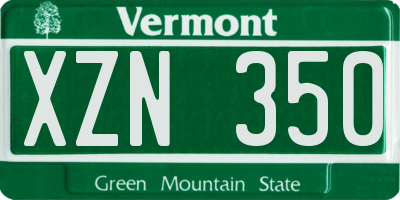VT license plate XZN350
