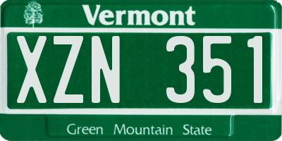 VT license plate XZN351