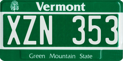 VT license plate XZN353