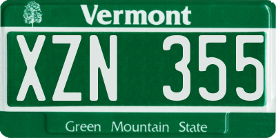 VT license plate XZN355