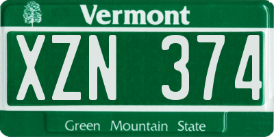 VT license plate XZN374