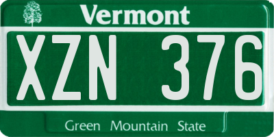 VT license plate XZN376