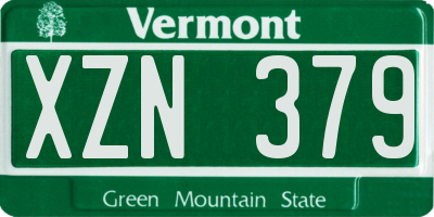 VT license plate XZN379