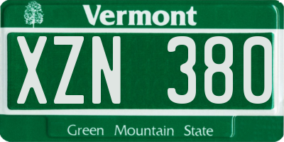 VT license plate XZN380