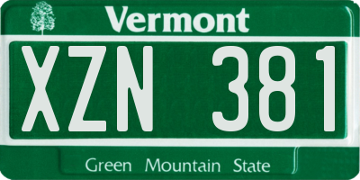VT license plate XZN381