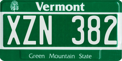 VT license plate XZN382