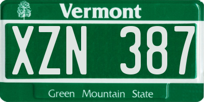 VT license plate XZN387