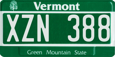VT license plate XZN388