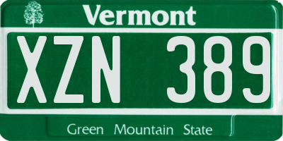 VT license plate XZN389