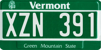 VT license plate XZN391