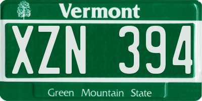 VT license plate XZN394