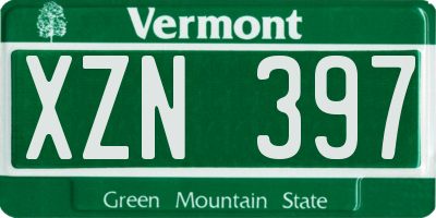 VT license plate XZN397