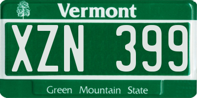VT license plate XZN399