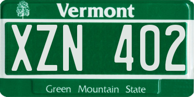 VT license plate XZN402