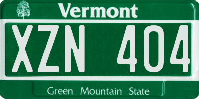 VT license plate XZN404