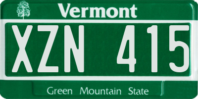 VT license plate XZN415