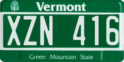 VT license plate XZN416