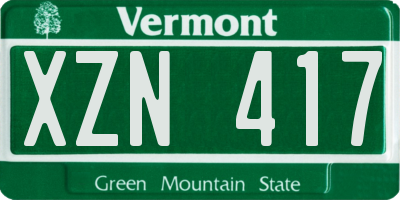 VT license plate XZN417