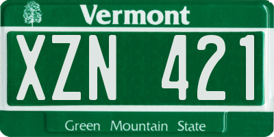 VT license plate XZN421