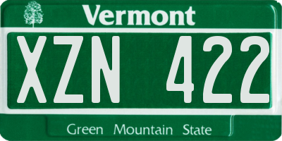 VT license plate XZN422