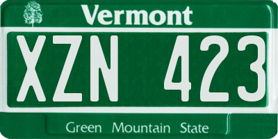 VT license plate XZN423