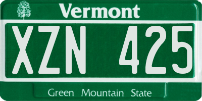 VT license plate XZN425
