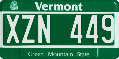 VT license plate XZN449