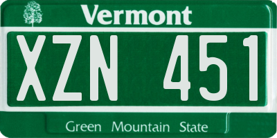 VT license plate XZN451