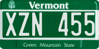 VT license plate XZN455