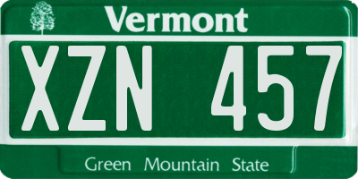 VT license plate XZN457