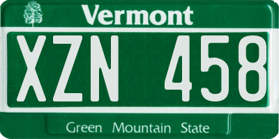 VT license plate XZN458