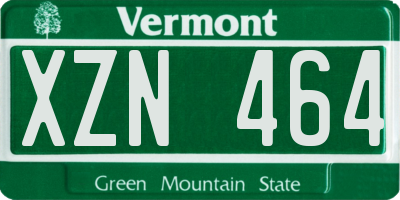 VT license plate XZN464