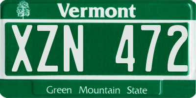 VT license plate XZN472