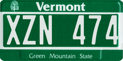VT license plate XZN474
