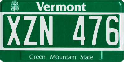 VT license plate XZN476
