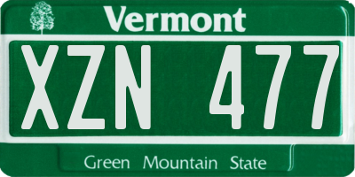 VT license plate XZN477