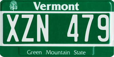 VT license plate XZN479