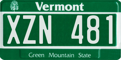 VT license plate XZN481