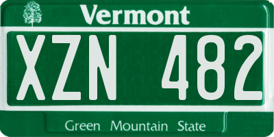 VT license plate XZN482