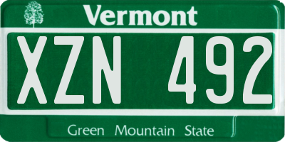 VT license plate XZN492