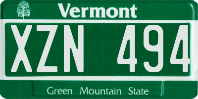 VT license plate XZN494