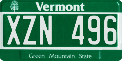 VT license plate XZN496
