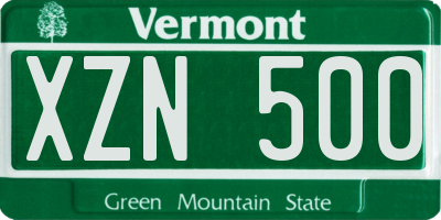 VT license plate XZN500