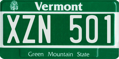 VT license plate XZN501