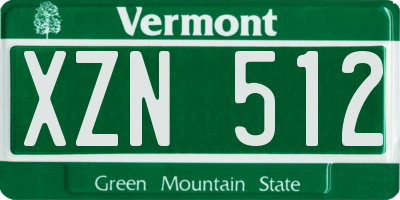 VT license plate XZN512
