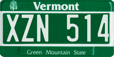 VT license plate XZN514